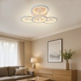 Lustra LED DAISY 53W cu telecomanda si cristale, dimabila, 3 temperaturi (rece/calda/neutra), alb, 4 elemente