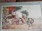 Gravura dupa Nunta de la Aninoasa Theodor Aman,deosebita,50x30cm,colorata manual