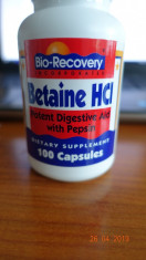 Betaine HCL &amp;amp; Pepsin - productie SUA - Bio-Recovery foto