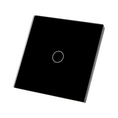 Intrerupator tactil din sticla securizata, lumina LED, buton reset, negru foto