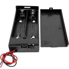 Suport baterii 2x18650, cu capac si buton ON OFF, plastic ABS, cu cablu, 7.4V, 2S, DIY, Arduino, electronica