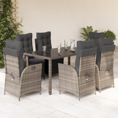 vidaXL Set mobilier de grădină cu perne, 7 piese, gri, poliratan foto