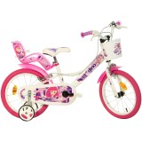 Cumpara ieftin Bicicleta Copii Dino Bikes 16 inch Fairy, Alb-Roz, 6-8 ani, Roti Ajutatoare, Cos Depozitare