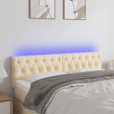 VidaXL Tăblie de pat cu LED, crem, 160x7x78/88 cm, textil