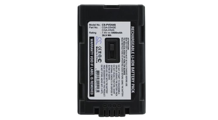 Cameron Sino 5400mAh Panasonic AG-DVC62,NV-MX500,NV-MX350,NV-GX7,NV-DS30A,NV-DS29,AG-DVC60E,AG-DVX100AP,NV-MX350B,AG-HVX200P Baterie