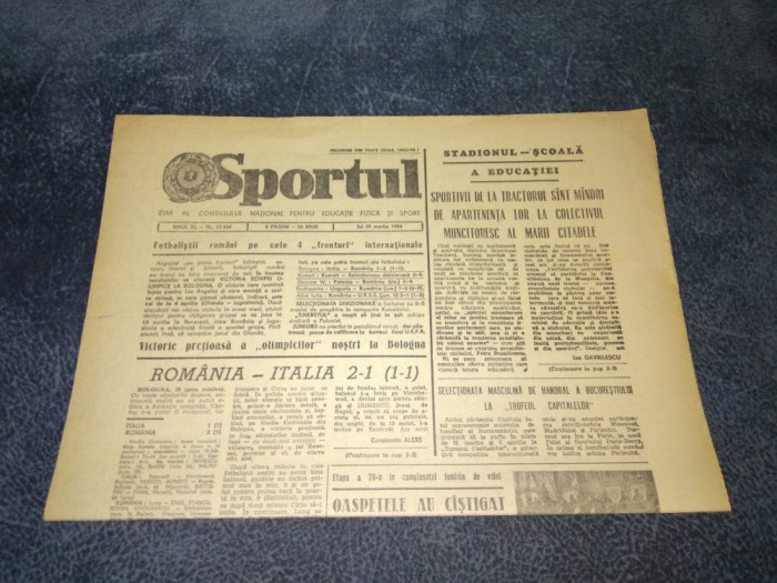 ZIARUL SPORTUL 29 MARTIE 1984