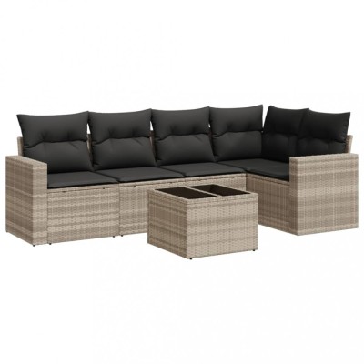 Set canapele de gradina cu perne, 6 piese gri deschis poliratan foto