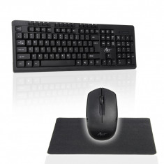 Set Tastatură și Mouse Fără Fir – Mouse Optic Wireless 800 DPI + Mouse Pad Gratuit