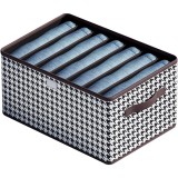 Cutie De Depozitare, Pentru Haine, Lenjerie, Sosete Si Sutiene, Material Textil, 7 Compartimente, 44x30x20 cm, Culoare Alb-Negru
