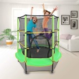 Trambulina Copii 140cm, Max 45kg, Plasa Protectie + Scara, Verde/Negru, Interior/Exterior, ProCart