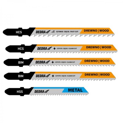 Set 5 panze fierastrau pendular, pentru lemn, metal, HCS si BIM, Dedra foto