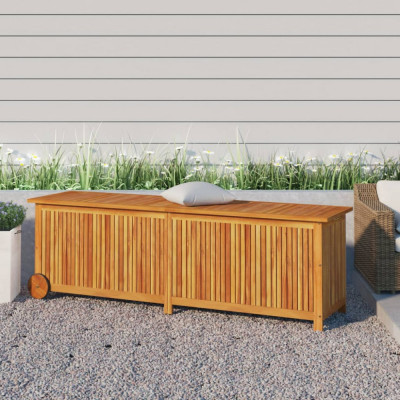 vidaXL Ladă depozitare grădină cu roți, 150x50x58cm, lemn masiv acacia foto