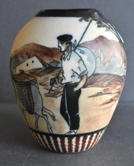 Vas Art Deco / Vaza din ceramica smaltuita Ciboure Franta - artist / designer Richard le Corrone c.1940