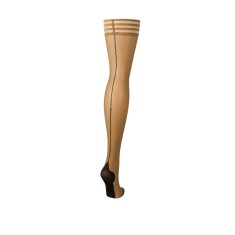 Dresuri sexy KIX&rsquo;IES RUBY, cu cusătură pe spate și benzi anti-alunecare, culoarea pielii, mărime B (M-L) (model 1318B)