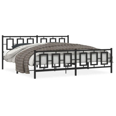 vidaXL Cadru pat metalic cu tăblii de cap/picioare, negru, 200x200 cm foto
