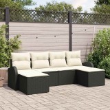 VidaXL Set de canapele pentru grădină 6 pcs Negru, alb Rattan poli