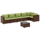 Cumpara ieftin Set mobilier de gradina cu perne, 7 piese, maro, poliratan