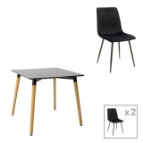 Cumpara ieftin Set masa si scaune 3 piese Natali-Noor Negru 80x80x73 cm