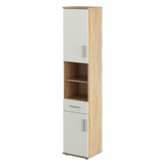 Dulap mdf natur stejar sonoma alb mat Lessy 38x35x191 cm