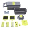 Feliator Multifunctional, Flippy, Razatoare, 8 in 1, pentru Fructe si Legume, 10 Piese, Lame de Inox, Recipient Stocare, Separator Oua, Protectie Mana