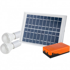 Kit Iluminare LED EvoTools, Panoul solar policristalin, 2 becuri LED de 1W/6V, putere 5 W foto