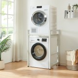 Suport pentru masina de spalat si uscator, reglabil, alb, 105x73x63 cm