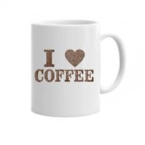 Cana alba personalizata, &quot;I love coffee&quot;, INOVATIX&reg;. 330ml