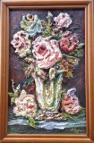 Horea CUCERZAN (1938-2021)-Vas cu trandafiri, pictură altorelief (1975)