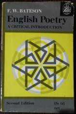 ENGLISH POETRY A CRITICAL INTRODUCTION - F.W. BATESON foto