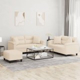 vidaXL Set de canapele cu perne, 3 piese, bej, microfibră