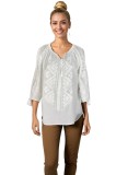 Bluza dama RSL5 alb crystal , marimea M, Casual, Bumbac