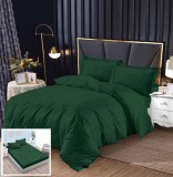 Cumpara ieftin Lenjerie Pat Damasc Verde cu Elastic 4 Piese 180x200 Bumbac