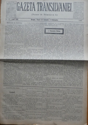 Gazeta Transilvaniei , Numer de Dumineca , Brasov , nr. 30 , 1907 foto