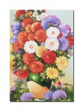 Cumpara ieftin Tablou pictat manual living, hol, living, dormitor, Simfonie florala, 50x35cm ulei pe panza, gata de agatat pe perete