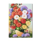 Tablou pictat manual living, hol, living, dormitor, Simfonie florala, 50x35cm ulei pe panza, gata de agatat pe perete