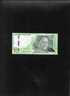 Peru 10 soles 2019 seria7412741 unc foto