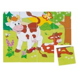 Puzzle din lemn cuburi - Ferma 3 x 4, Woodyland