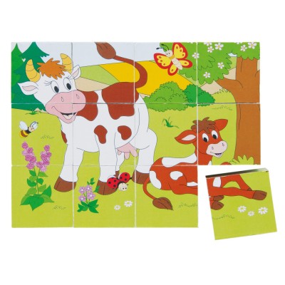 Puzzle din lemn cuburi - Ferma 3 x 4 foto