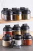 Set 12 Borcane Condimente Sticla Neagra, 300ml, 10x10x9.5cm, Adana - Elegant si Practic pentru Bucatarie