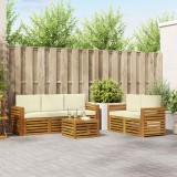 vidaXL Seturi de canapele 6 pcs Natural și Crem Lemn Solid de Acacia 3374375