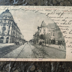 Carte postala Bucuresti,1901,Ministerul de Razboi,Bulevardul Carol, circ.Elvetia