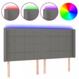 Cumpara ieftin Tablie de pat cu LED, gri inchis, 163x16x118/128 cm, textil