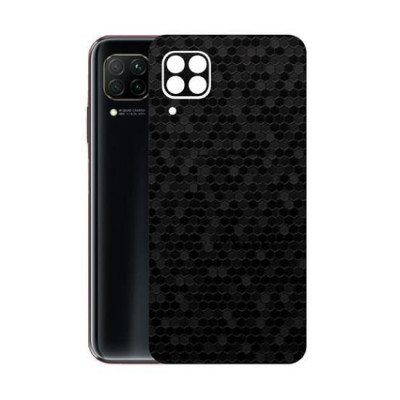 Set Folii Skin Acoperire 360 Compatibile cu Huawei P40 Lite (2 Buc) - ApcGsm Wraps HoneyComb Black foto