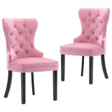 VidaXL Scaune de sufragerie, 2 buc., roz, catifea 287962