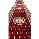 Traversa Bisericeasca Festonata Surfilata, Model Lotos 15032-210, Imprimeu cu Vultur Bicefal, Latime 0.6m, Marime 60 x 300 cm, Grena, Rosu, Inaltime F