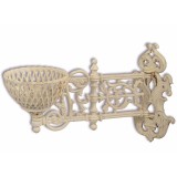 Suport Perete Fier Forjat Alb Antichizat cu Cos Flori Plante, 62cm, Lucrat Manual, Decorativ
