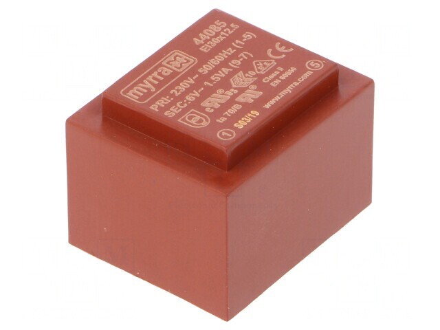 Transformator &icirc;ncapsulat 1,5VA 230VAC 6V 250mA PCB