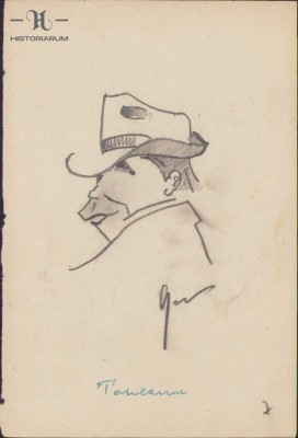 HST 187S Caricatura Toneanu anii 1930 Geo Dumitrescu semnata foto