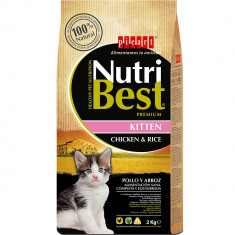 Hrana uscata pentru pisici Nutribest Kitten, Pui si Orez, 2Kg foto