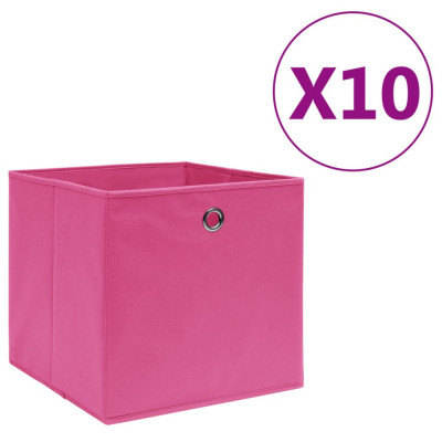 Cutii depozitare, 10 buc., roz, 28x28x28 cm, material netesut GartenMobel Dekor foto